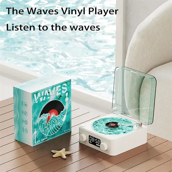 Christmas Waves Vinyl Player Speaker Ambient Light Clock