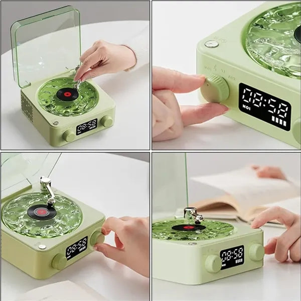 Christmas Waves Vinyl Player Speaker Ambient Light Clock