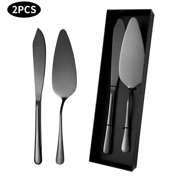 2Pcs Wedding Stainless Steel Cake Knife and Server Set