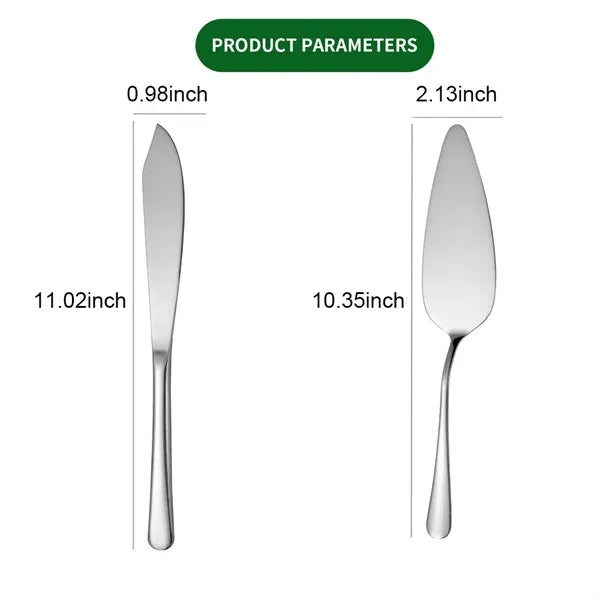 2Pcs Wedding Stainless Steel Cake Knife and Server Set