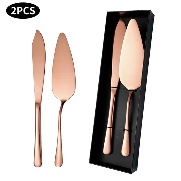 2Pcs Wedding Stainless Steel Cake Knife and Server Set