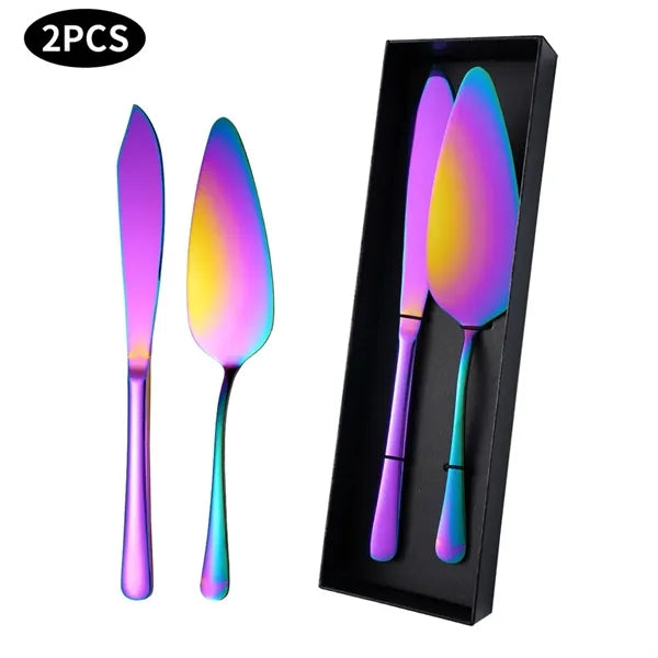 2Pcs Wedding Stainless Steel Cake Knife and Server Set