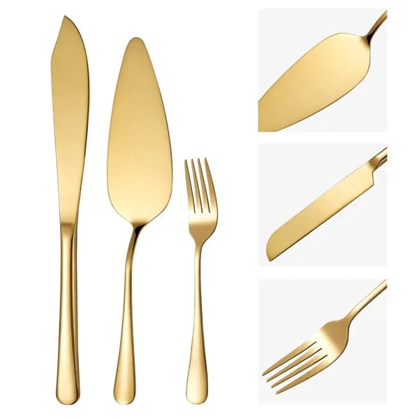 2Pcs Wedding Stainless Steel Cake Knife and Server Set