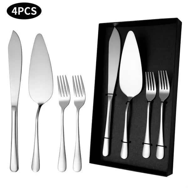 2Pcs Wedding Stainless Steel Cake Knife and Server Set