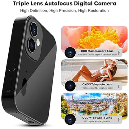 Touch Screen Triple Lens Digital Camera with Autofocus