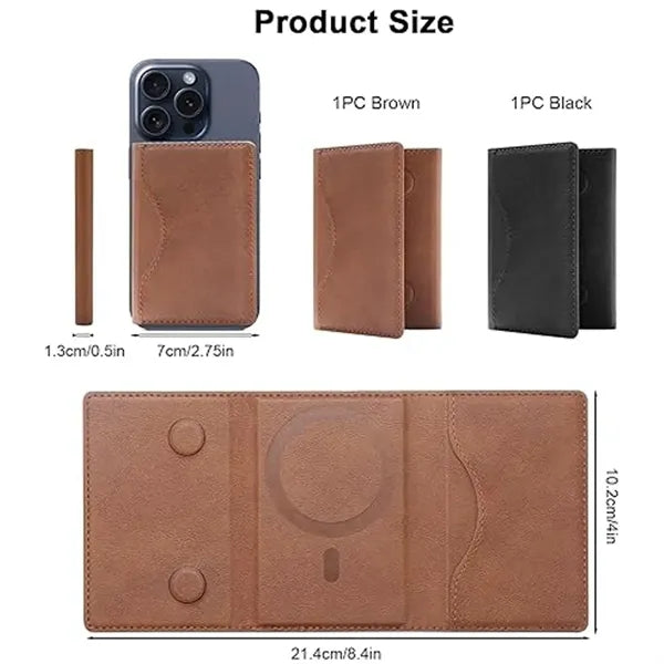 MagSafe Magnetic Slim Card Holder with Tri-fold Phone Stand