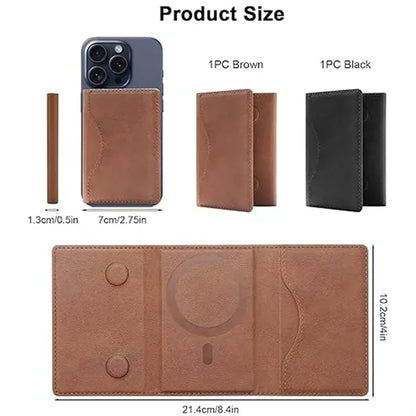 MagSafe Magnetic Slim Card Holder with Tri-fold Phone Stand