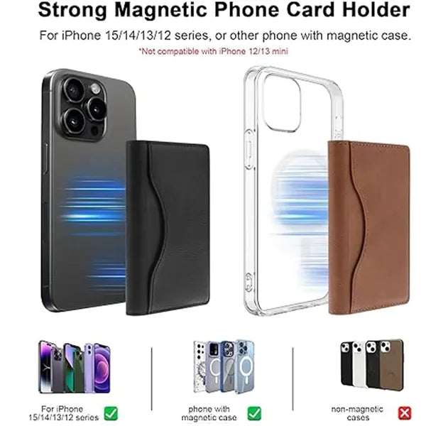 MagSafe Magnetic Slim Card Holder with Tri-fold Phone Stand