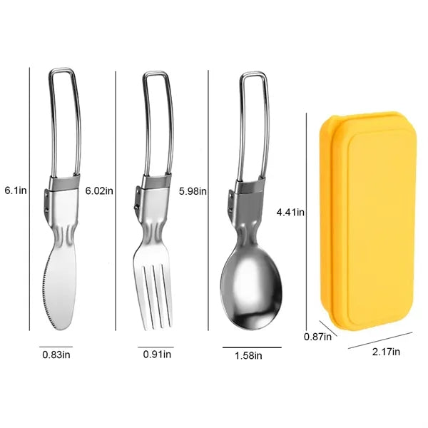 Stainless Steel Folding Portable Camping Cutlery