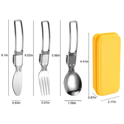 Stainless Steel Folding Portable Camping Cutlery