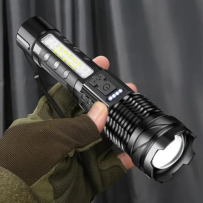 COB Extremely Bright Rechargeable Torch w/ Zoom Flashlights