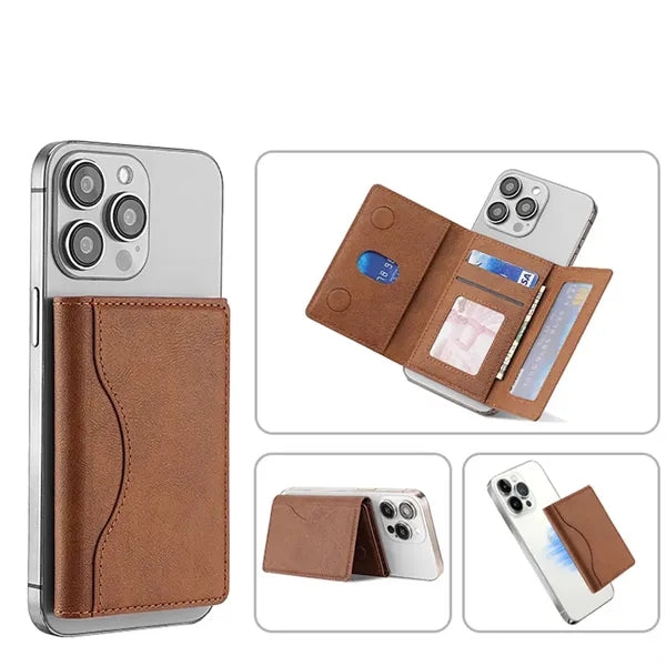 MagSafe Magnetic Slim Card Holder with Tri-fold Phone Stand
