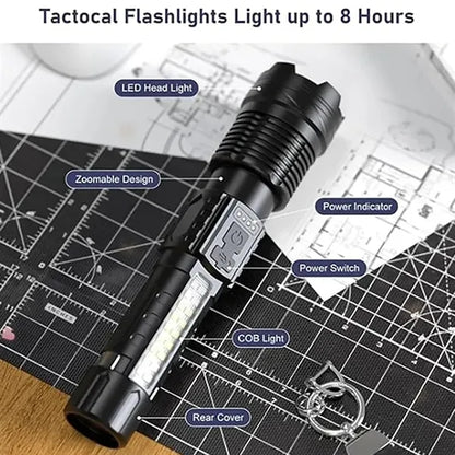 COB Extremely Bright Rechargeable Torch w/ Zoom Flashlights