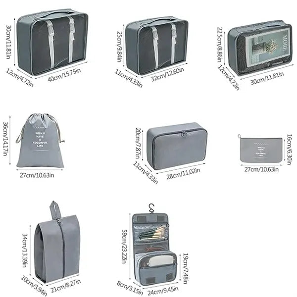 8-Piece Travel Organizer Luggage Compression Pouches