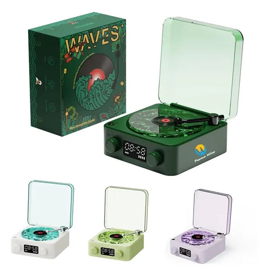 Christmas Waves Vinyl Player Speaker Ambient Light Clock