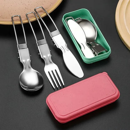 Stainless Steel Folding Portable Camping Cutlery