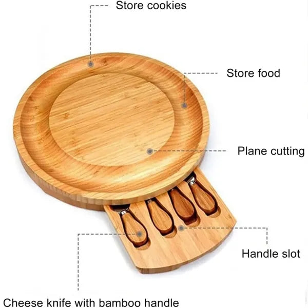 Christmas Bamboo Cheese Platter Board Set Tray for Kitchen