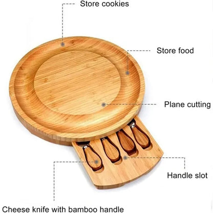 Christmas Bamboo Cheese Platter Board Set Tray for Kitchen