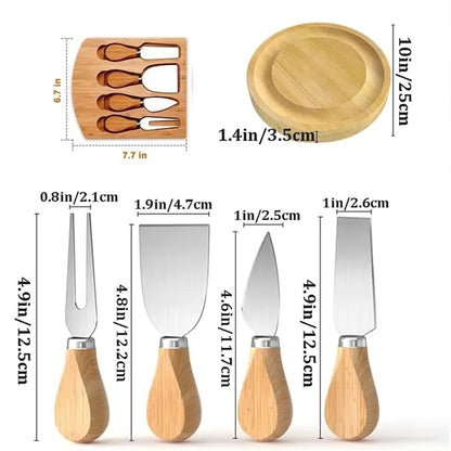 Christmas Bamboo Cheese Platter Board Set Tray for Kitchen