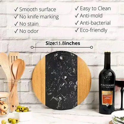 Christmas Wood Marble Serving Cheese Tray Cutting Board