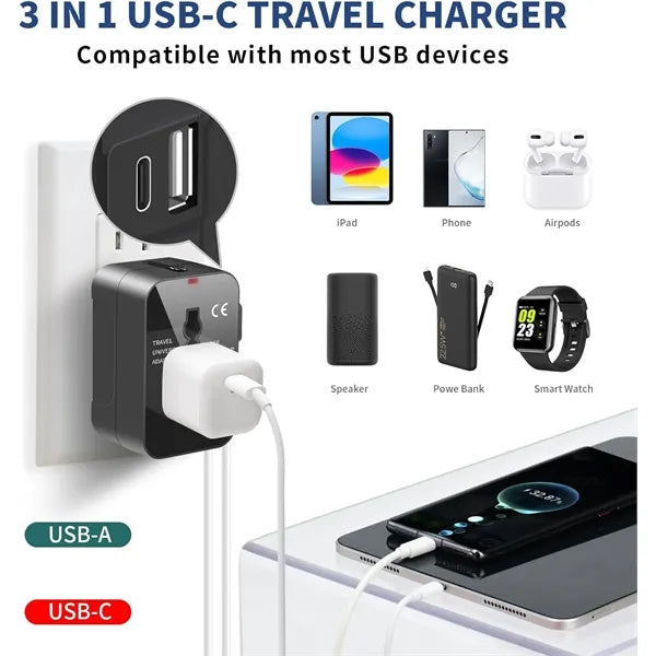 Travel Adapter with USB-C