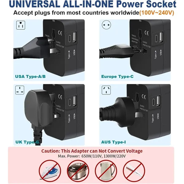 Travel Adapter with USB-C