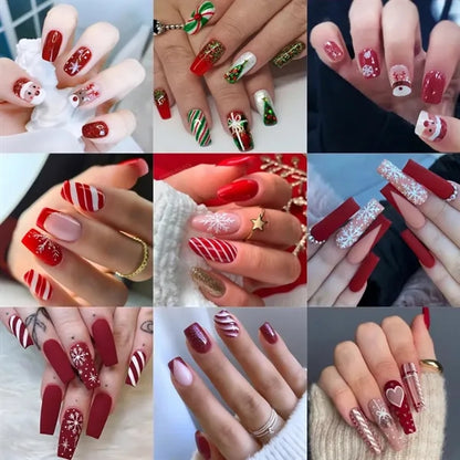 Christmas Glued False Nails
