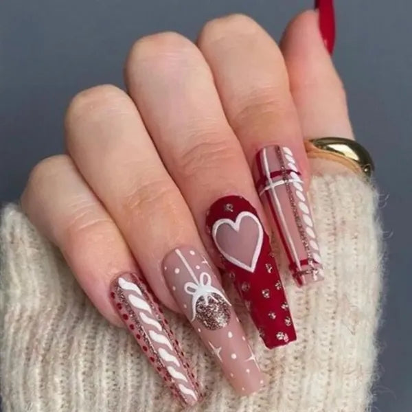 Christmas Glued False Nails