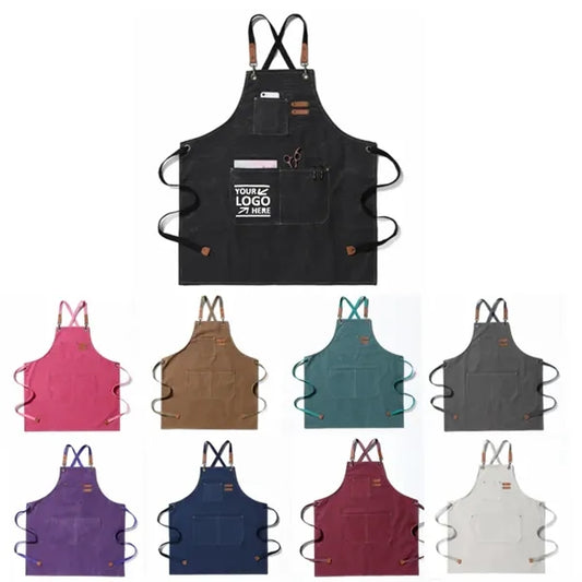 Adjustable Multifunction Chef Cross Back Canvas Apron