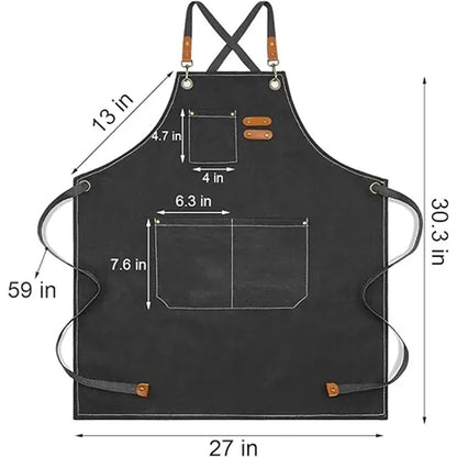 Adjustable Multifunction Chef Cross Back Canvas Apron