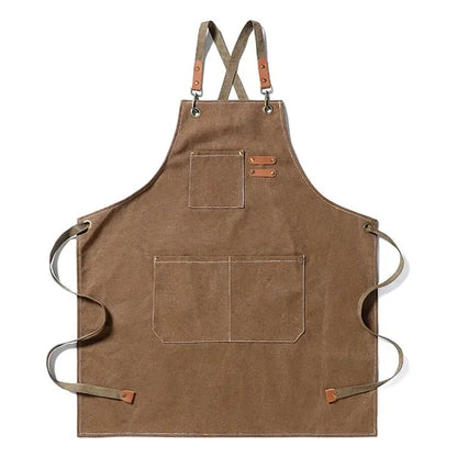 Adjustable Multifunction Chef Cross Back Canvas Apron