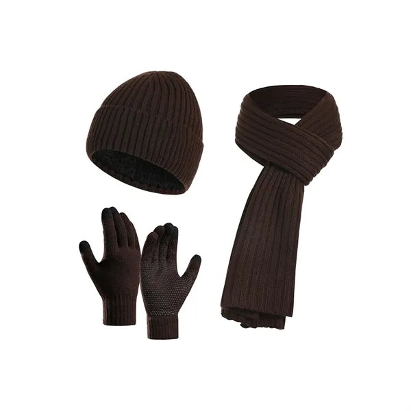 Winter Knitted Beanie Hat Scarf Glove Set