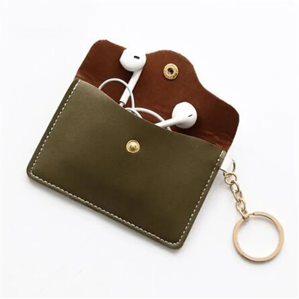 Leather Mini Coin Purse with Key Ring