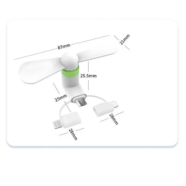 Mini 3in1 Portable Cell Phone Fan