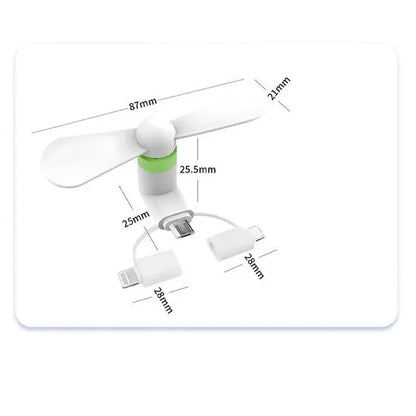 Mini 3in1 Portable Cell Phone Fan