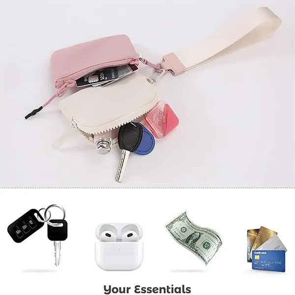 Dual Pouch Mini Zip Wristlet Wallet