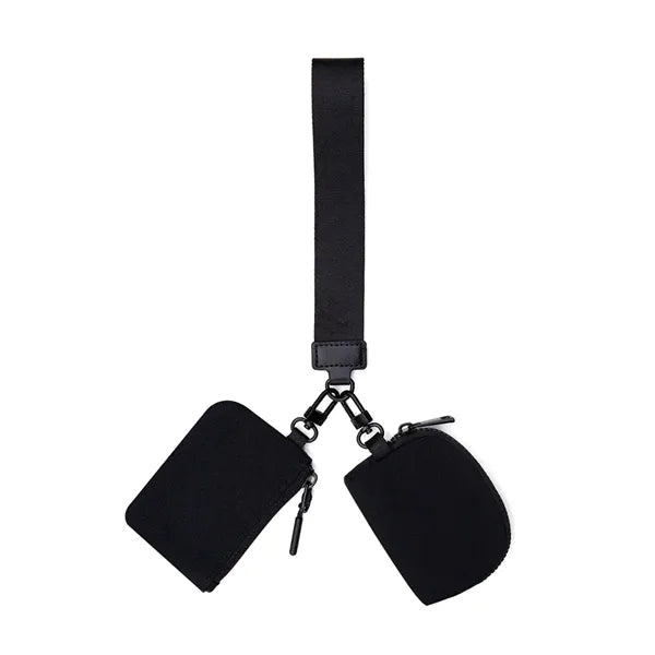 Dual Pouch Mini Zip Wristlet Wallet