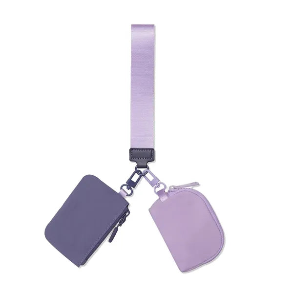 Dual Pouch Mini Zip Wristlet Wallet