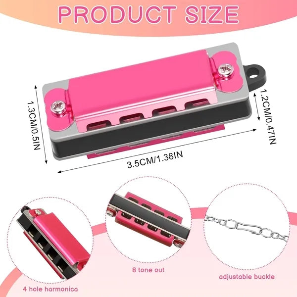 Mini Harmonica Necklace with 4 Holes and 8 Tones