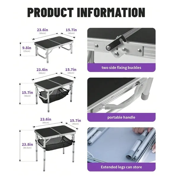 Adjustable Folding Camping Table