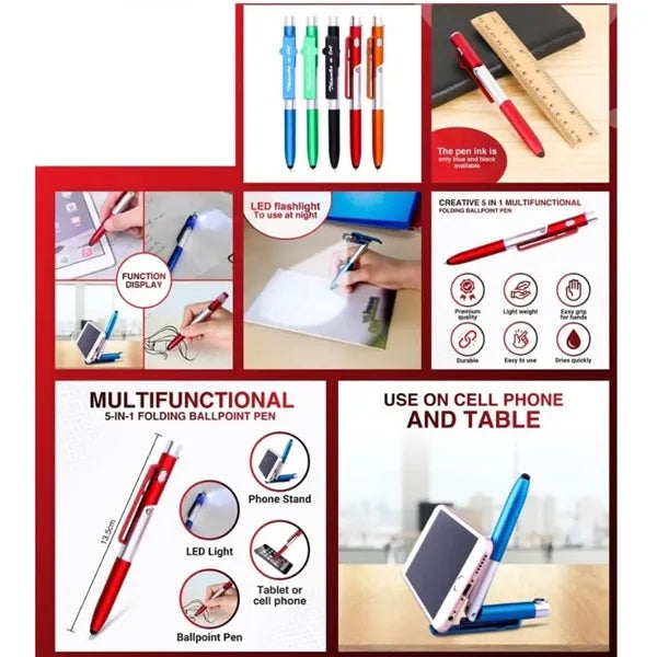 4in 1 Stylus Pen with LED Light,Ballpoint pen,Phone holder