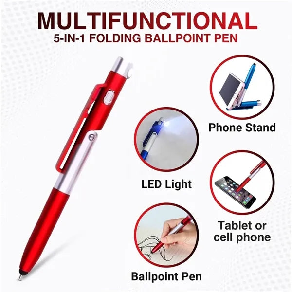 4in 1 Stylus Pen with LED Light,Ballpoint pen,Phone holder