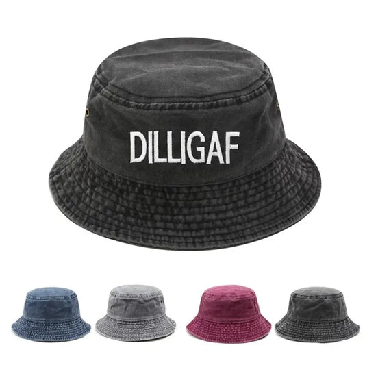Vintage Washed cotton Bucket Hat-Embroidered