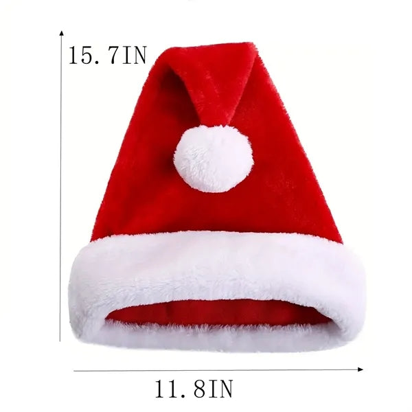 Christmas Santa Hats Short Plush Trim for Adults Kids