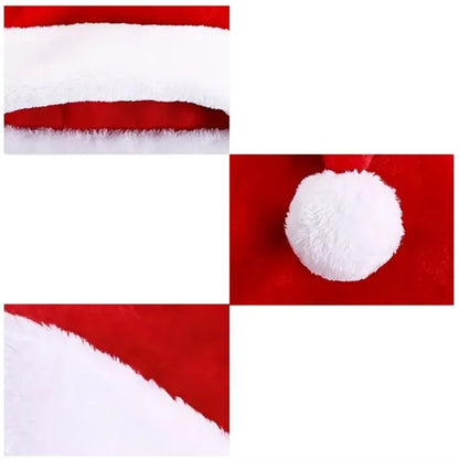 Christmas Santa Hats Short Plush Trim for Adults Kids