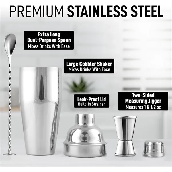 24 oz Stainless Steel Cocktail Shaker Set