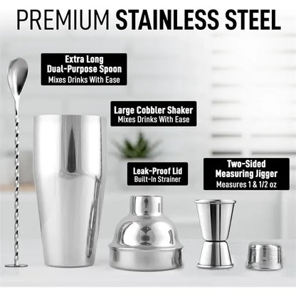 24 oz Stainless Steel Cocktail Shaker Set