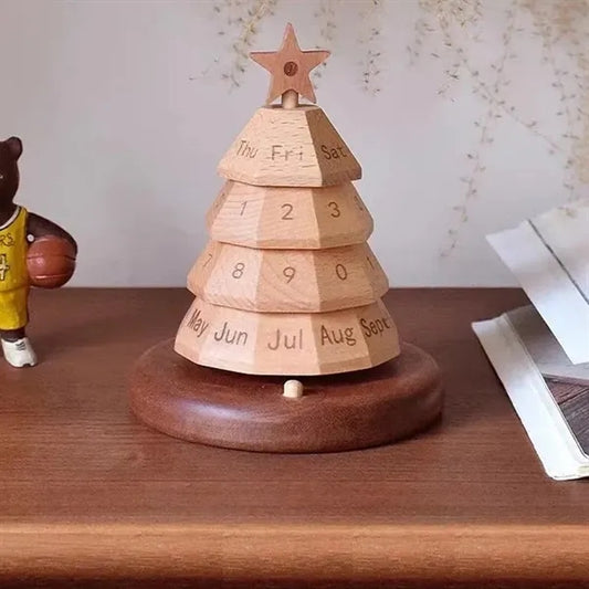 Wooden Christmas Tree Perpetual Calendar