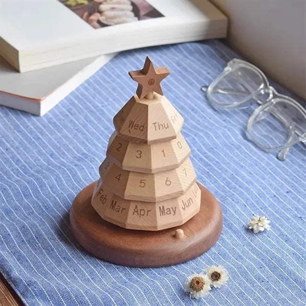 Wooden Christmas Tree Perpetual Calendar