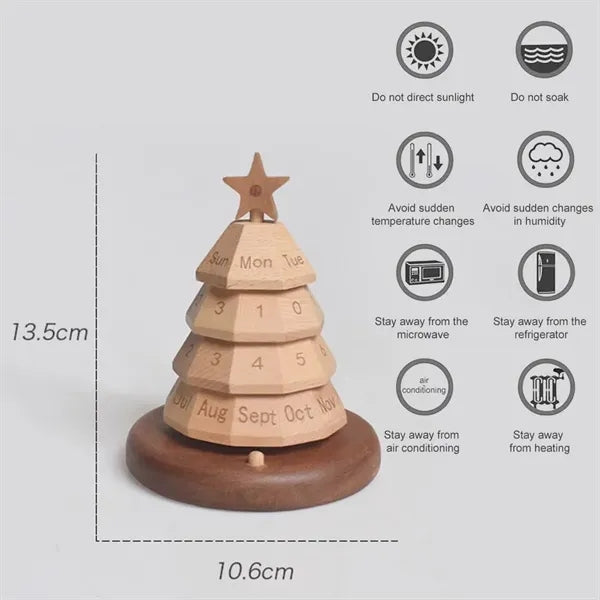 Wooden Christmas Tree Perpetual Calendar